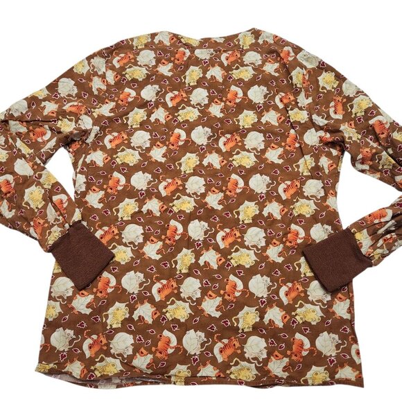 Nurse Scrub Cotton Crest Nurse Scrub Top Jacket Fall Kitty Cat Size XS - Picture 2 of 8